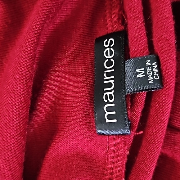 Maurices Dark Red Fold Over Turtleneck Short Sleeve Blouse - Picture 11 of 14